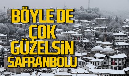 Beyaz örtüyle kaplanan Safranbolu güzelliğiyle yine büyüledi