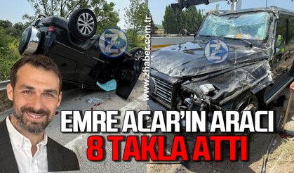 Zonguldak'ın genç işinsanı Emre Acar trafik kazası geçirdi: Aracı 8 takla attı