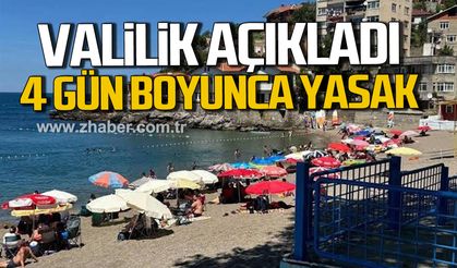 Zonguldak Valiliği duyurdu. 4 gün boyunca denize girmek yasak.