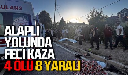 Alaplı yolunda feci kaza 4 ölü, 8 yaralı