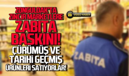Kilimli'de zincir marketlere baskın! Çürümüş ve tarihi geçmiş ürünleri satıyorlar