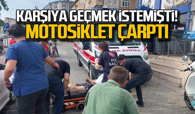 Karşıya geçmek istemişti... Motosiklet çarptı!