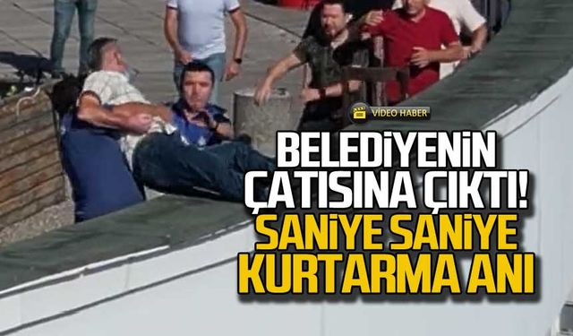 Çaycuma Belediyesi'nde intihar girişimi! İşte kurtarma anı!