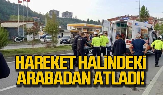 Hareket halindeki arabadan atladı!