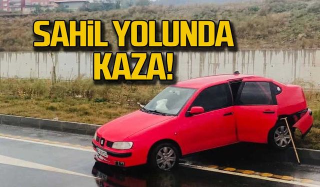 Sahil yolunda kaza!