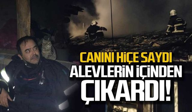 Canını hiçe saydı alevlerin içinden çıkardı!