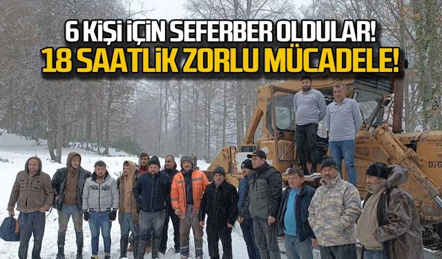 18 saatlik zorlu mücadele! 6 kişi mahsur kaldı!