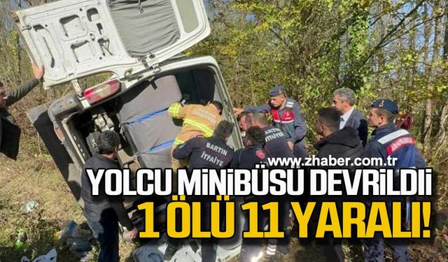 Bartın'da yolcu minibüsü devrildi!  1 ölü 11 yaralı