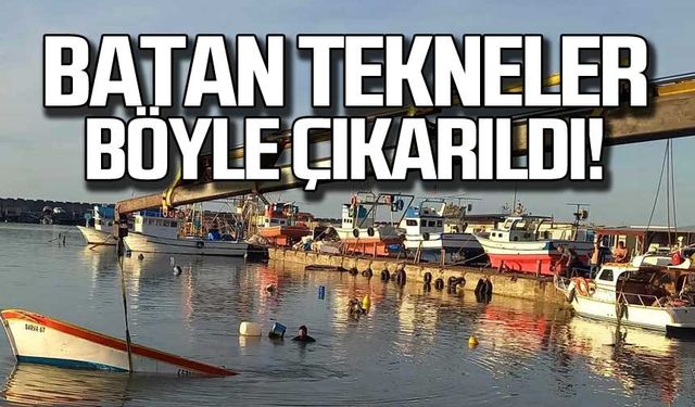 Ereğli ve Alaplı'da batan tekneler böyle çıkarıldı!