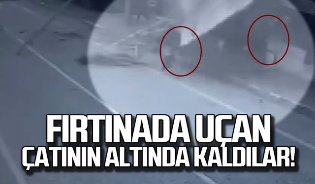 Fırtınada uçan çatının altında kaldılar!