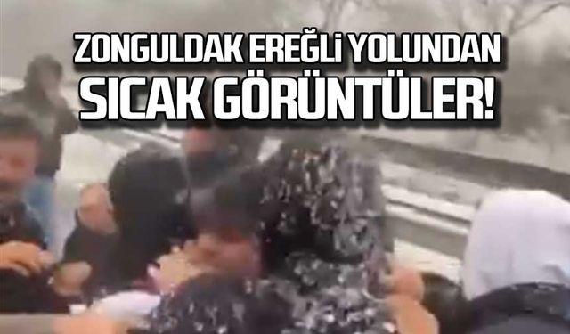 Zonguldak Ereğli yolundan sıcak görüntüler!