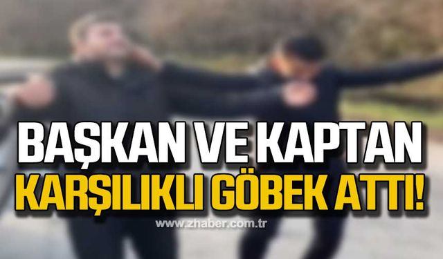 Başkan ve kaptan karşılıklı göbek attı!