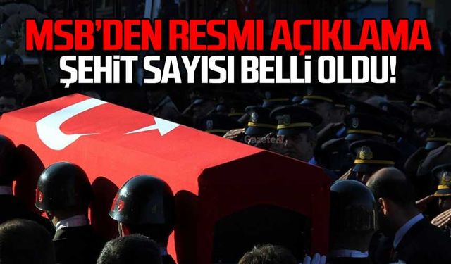 MSB'den resmi açıklama! Şehit sayısı belli oldu