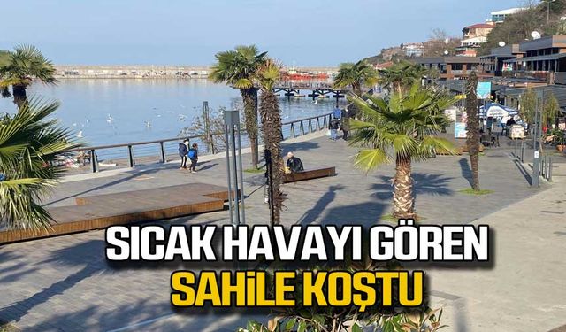 Aralık ayının son günlerinde sıcak havayı gören sahile koştu