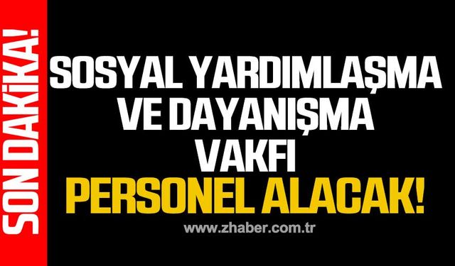 Kdz. Ereğli Sosyal Yardımlaşma ve Dayanışma Vakfı personel alacak!