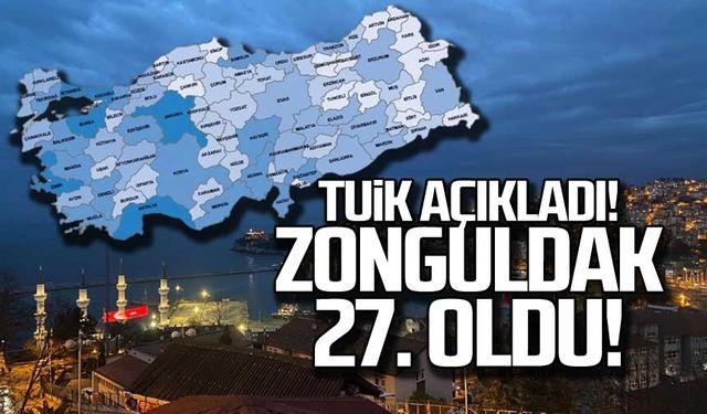 TÜİK verileri açıkladı! Zonguldak o listede 27. oldu!
