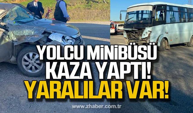 Çaycuma'da yolcu minibüsü otomobile çarptı!