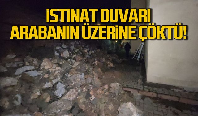 İstinat duvarı arabanın üzerine çöktü!