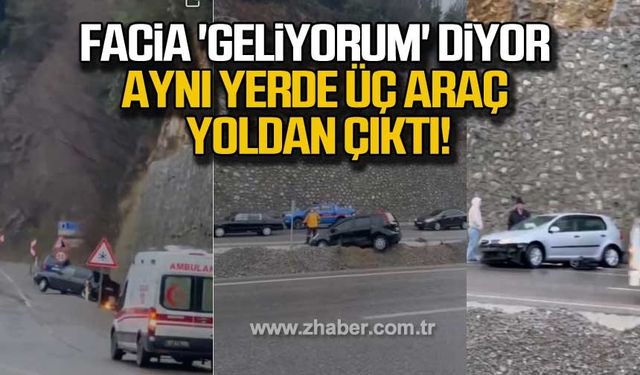 Zonguldak'ta sürücülere tuzak. Aynı yer ve üç aracın kaza anı!