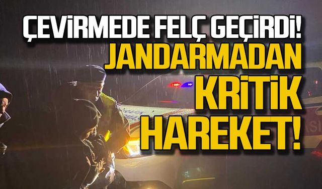 Çevirmede felç geçiren kadını hastaneye jandarma yetiştirdi!