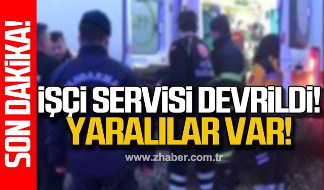 Çaycuma'da işçi servisi devrildi! Yaralılar var!