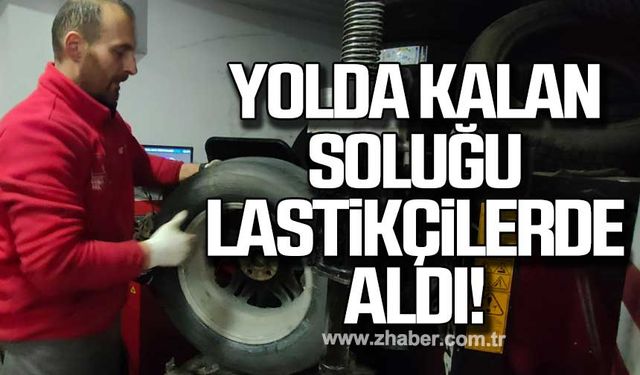 Yolda kalan soluğu lastikçilerde aldı!