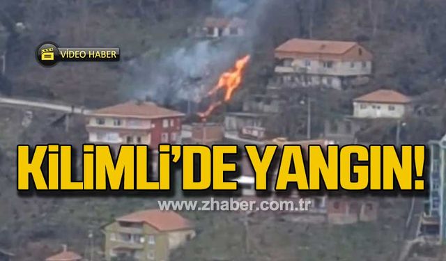 Kilimli'de bir evin bahçesinde yangın çıktı!