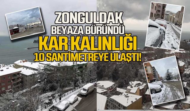 Zonguldak beyaza büründü! Kar kalınlığı 10 cm'ye ulaştı!