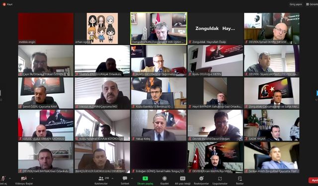 Zonguldak'ta okul ve kurum müdürleri çevrimiçi toplantı yaptı
