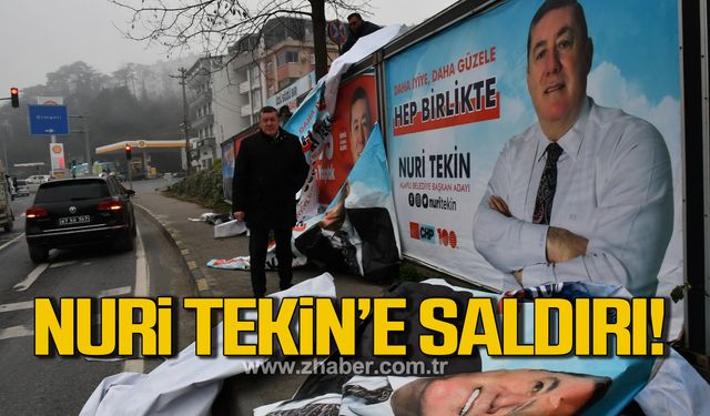 Nuri Tekin'in seçim afişlerine zarar verildi