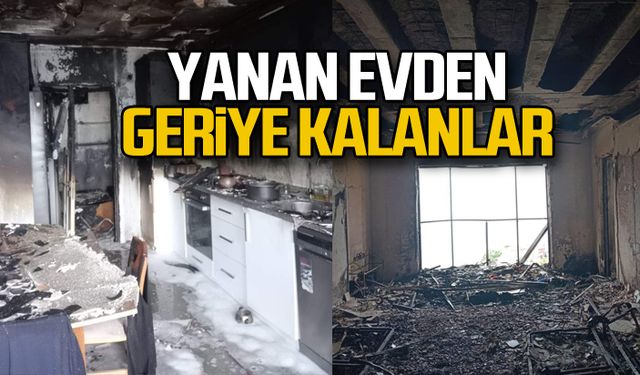 Zonguldak'ta yanan evden geriye kalanlar