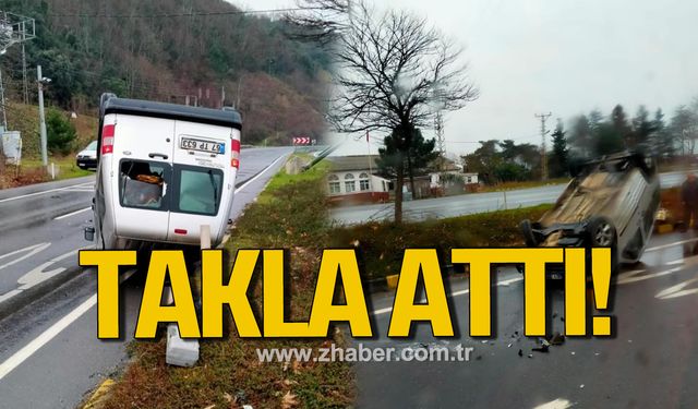 Alaplı'da kaza! Otomobil takla attı!