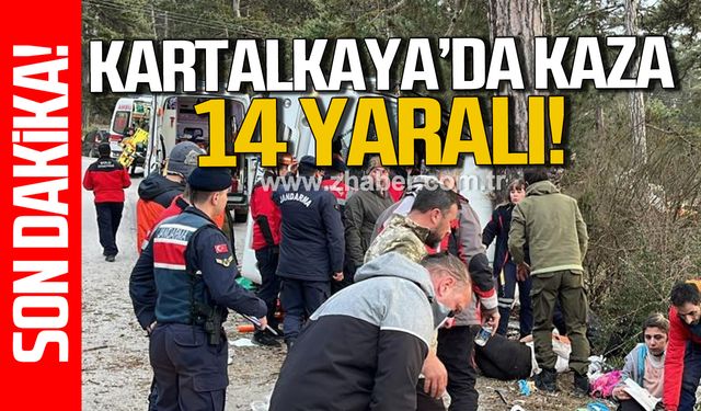 Kartalkaya yolunda freni boşalan minibüs devrildi: 14 yaralı!