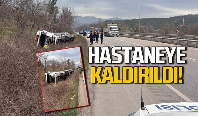 Karabük'te devrilen tırın sürücüsü yaralandı