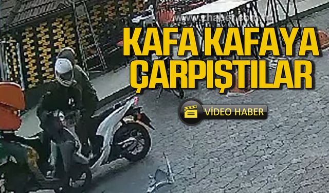 Kdz. Ereğli'de iki motosikletin çarpıştığı kaza anı güvenlik kamerasında
