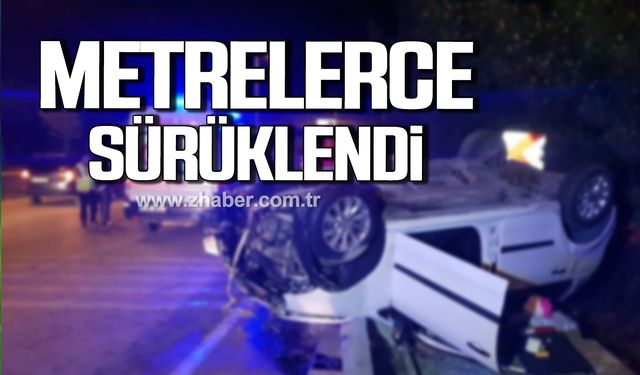 Karabük'te otomobil metrelerce sürüklendi! Yaralı var!