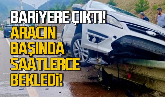 Bariyerde asılı kaldı! Saatlerce bekledi!