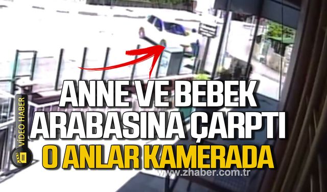 Bartın'da anne ve bebek arabasına otomobil çarptı! Kaza anı kamerada!