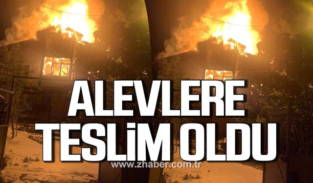 Karabük’te iki katlı ev alevlere teslim oldu!