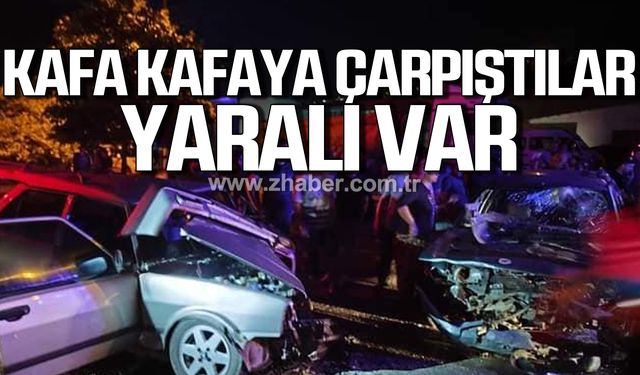 Alaplı''da iki otomobil kafa kafaya çarpıştı! Yaralı var!