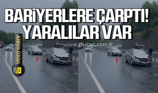 Kdz. Ereğli’de araç bariyerlere çarptı! Yaralılar var!