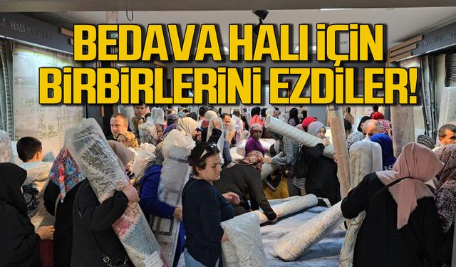 Bedava halı için birbirlerini ezdiler!