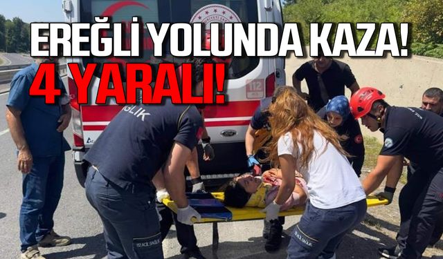 Ereğli yolunda kaza! Araç uçtu! 4 yaralı!