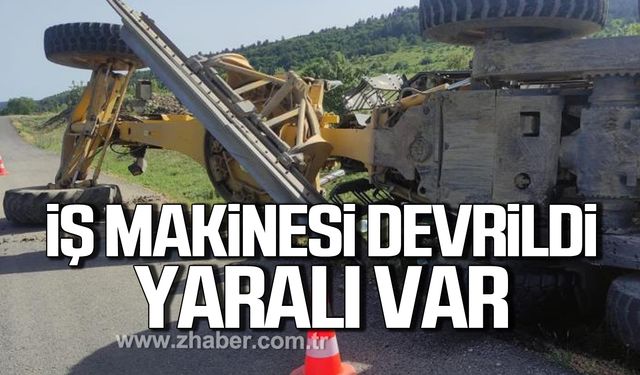 Karabük'te Özel İdareye ait iş makinesi devrildi! Yaralı var!