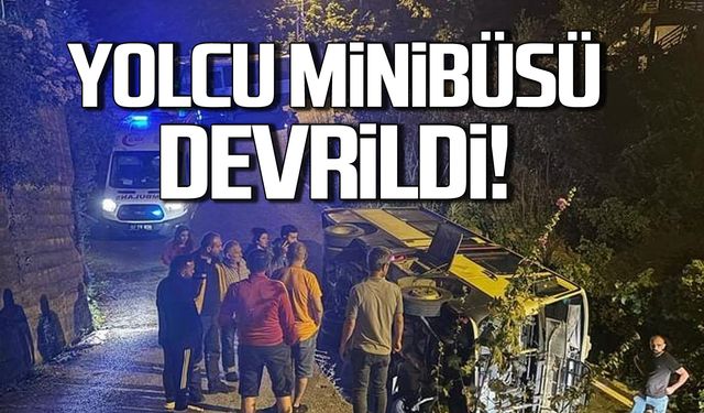 Kozlu'da kaza! Yolcu minibüsü devrildi!