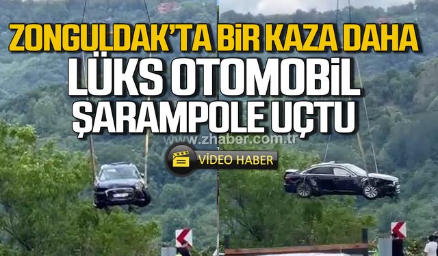 Zonguldak’ta bir kaza daha! Lüks otomobil şarampole uçtu!