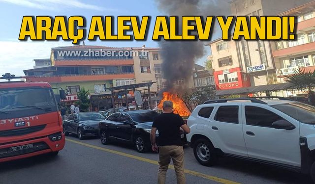 Alaplı'da araç alev alev yandı!