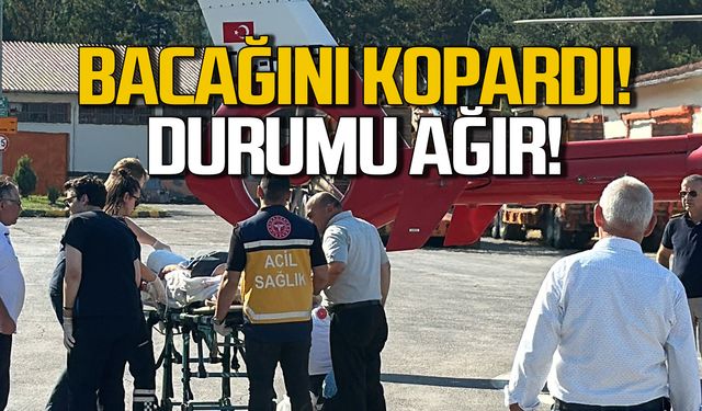 Odun keserken bacağını kopardı! Helikopter ile sevk edildi!