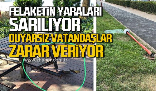 Kdz. Ereğli'de felaketin yaraları sarılıyor! Duyarsız vatandaşlar zarar veriyor!