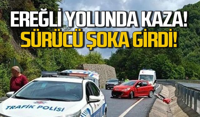 Ereğli yolunda kaza! Sürücü şoka girdi!